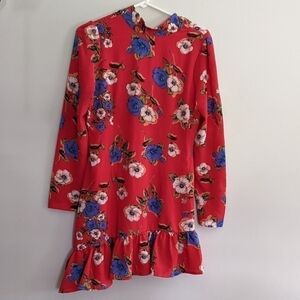𝅺BOOHOO Skater Dress Open Back Tie At Neck Asymmetrical Hem